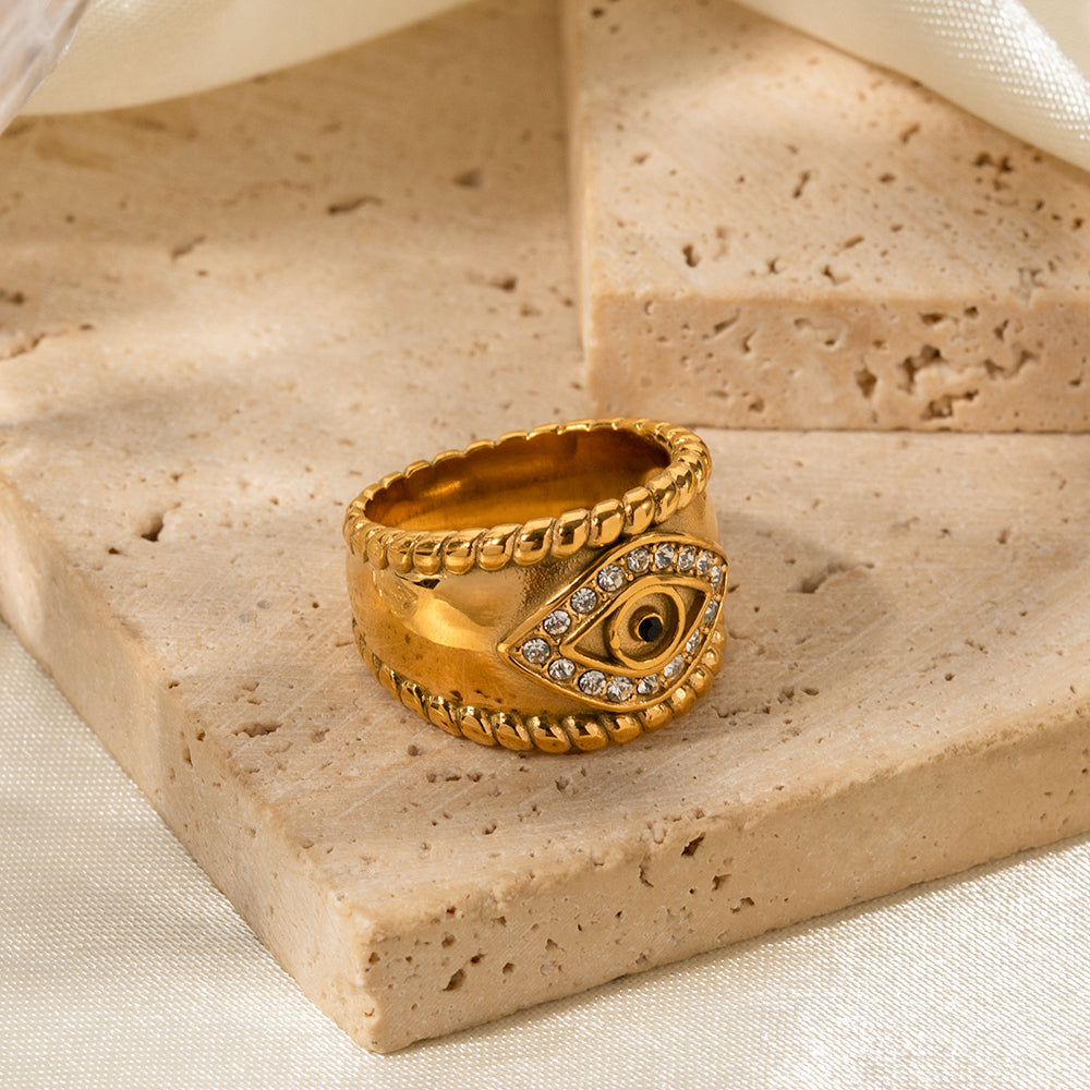 Ring "Nazar" Evil Eye in Edelstahl - 18k vergoldet | Shop Nory