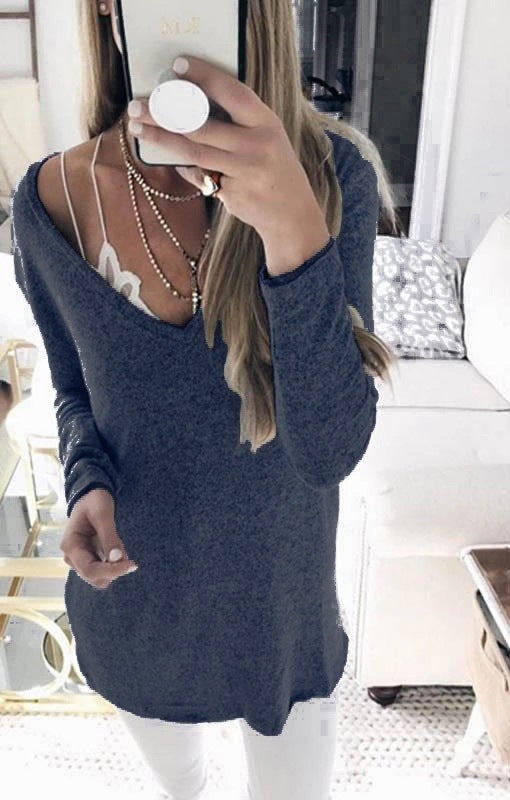 Damen feinstrick Tunika mit tiefem V-Ausschnitt und lässigem Oversized-Schnitt Shop Nory