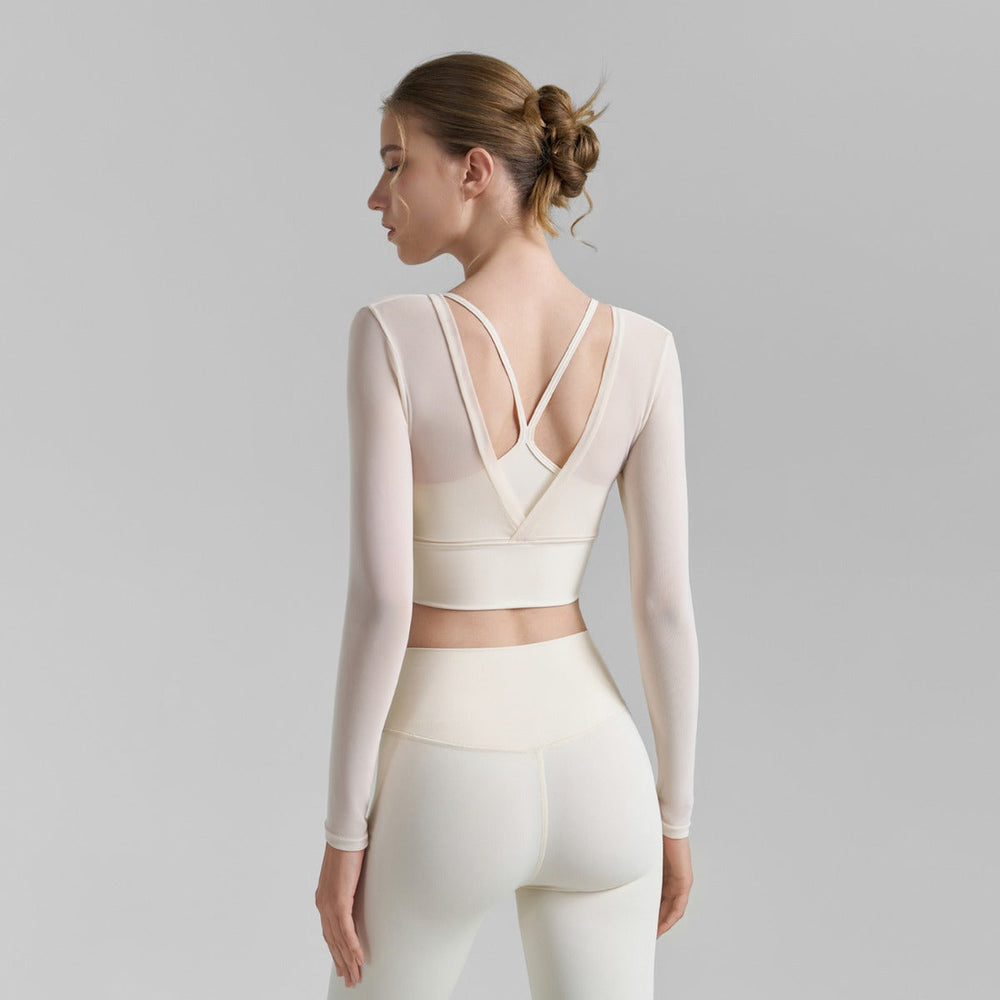 Fake zwei sexy Mesh-Yoga-Kleidung