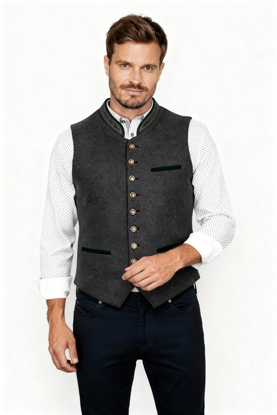 Elegante Herren Trachtenweste Grau Traditionell