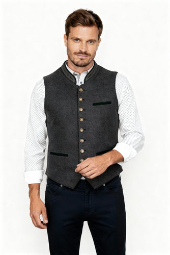 Elegante Herren Trachtenweste Grau Traditionell