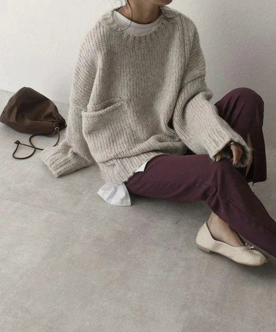 Bequemer Oversize-Pullover mit Tasche