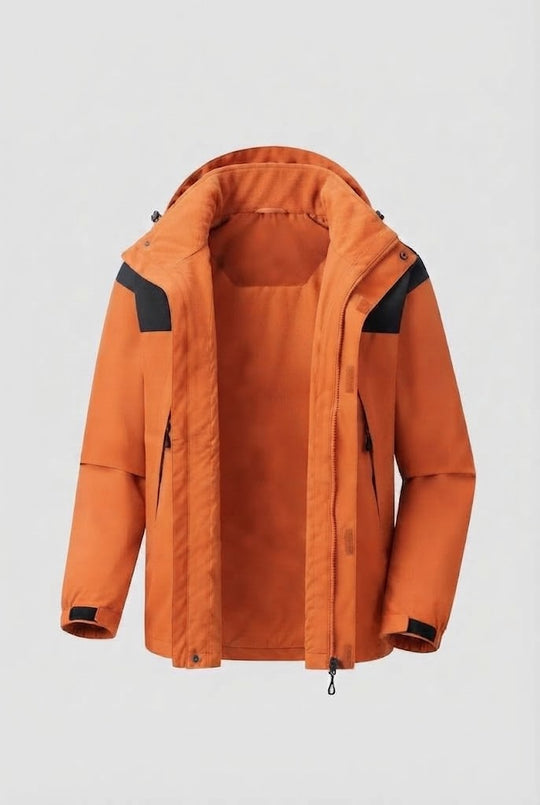 Herren Zwei-Lagen Softshell Outdoor-Jacke mit herausnehmbarer Fleece-Innenjacke und Kapuze Shop Nory