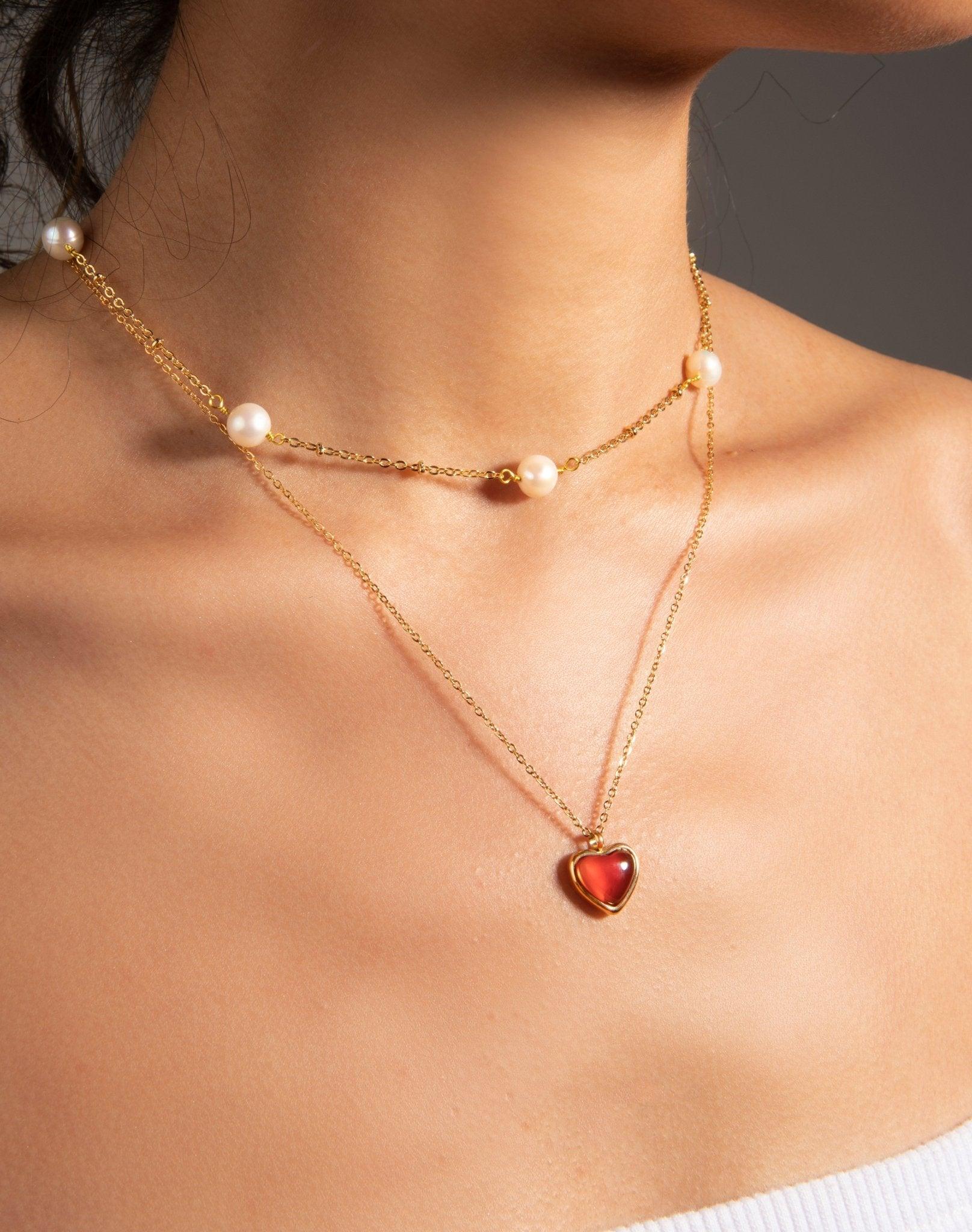 Rote Stein Herz Halskette | Shop Nory