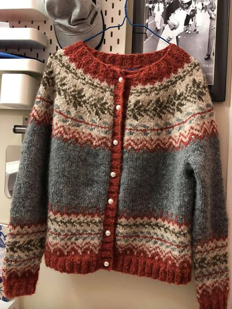 Damen Strickjacke mit Einreiherknöpfe für Herbst und Winter