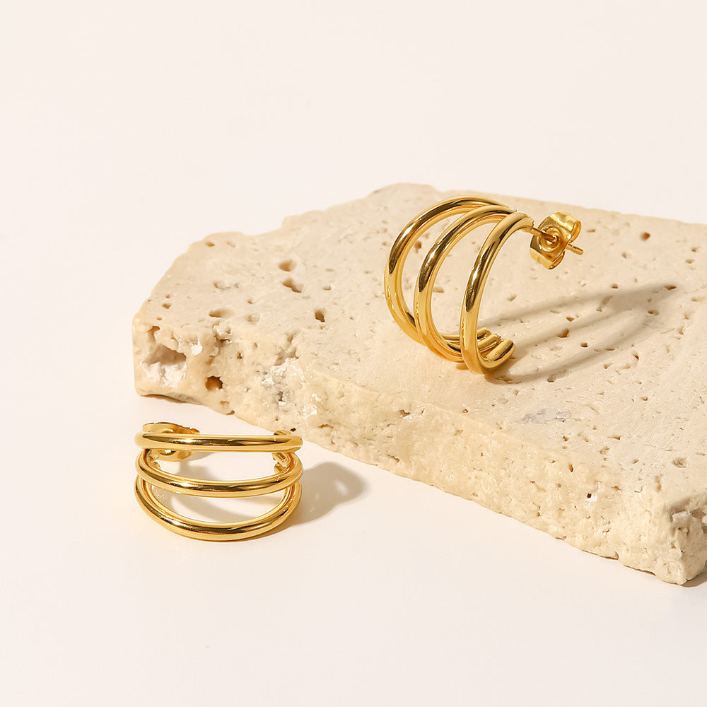 Creolen "Triple" in Edelstahl | Shop Nory