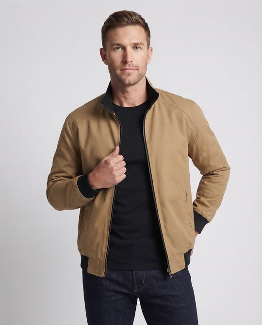 Herren Urbaner Thermo-Bomber mit Stehkragen, elastischen Rippbündchen und verdeckten Reißverschlusstaschen Shop Nory