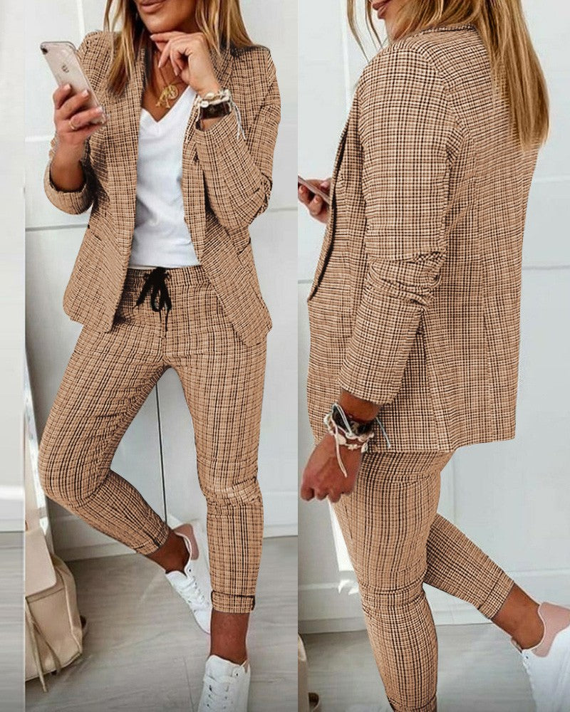Anzug-Set Moderner Zweiteiler mit Weiter Hose Taillierter Blazerjacke