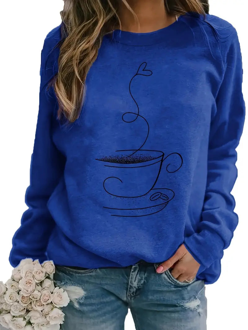 Gemütliches Kaffee Grafisch Sweatshirt