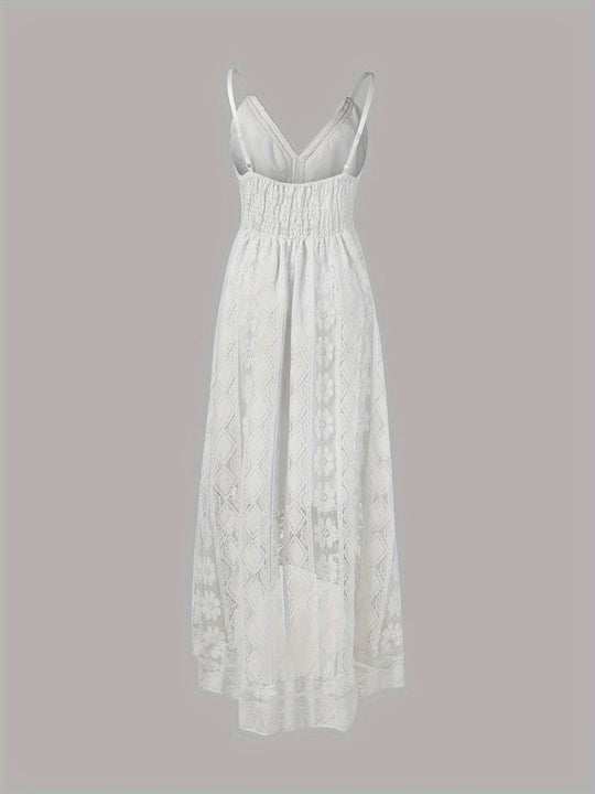 boho-maxi-sommerkleid mit spaghettiträgern und v-ausschnitt