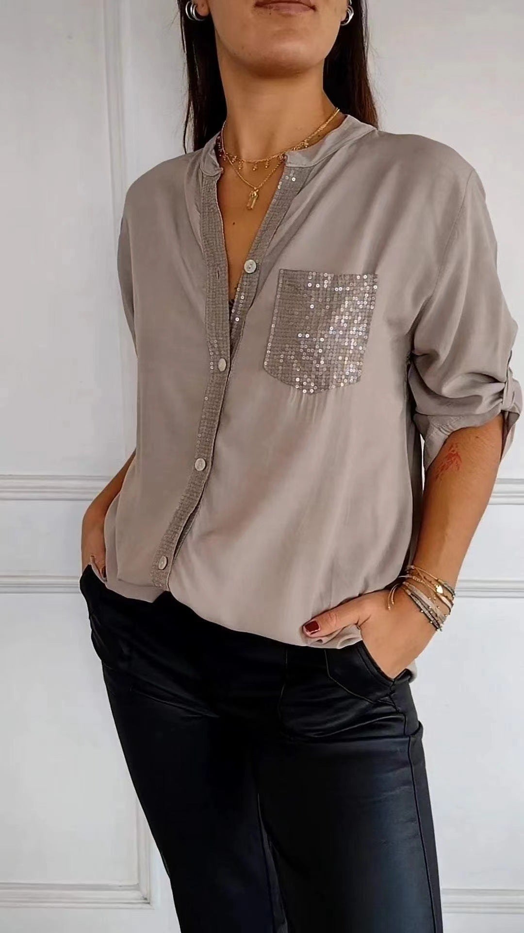 Glitzerbluse Mit Paillettentasche