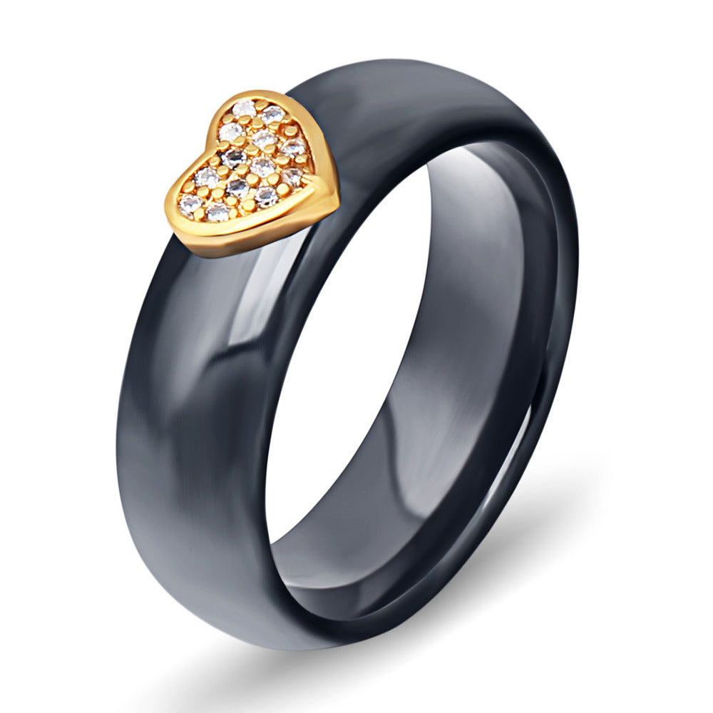 Damen Ring mit herzförmigem Glitzerdesign und elegantem Goldakzent Shop Nory