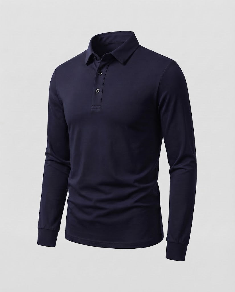 Herren Elegantes Langarm Poloshirt Shop Nory