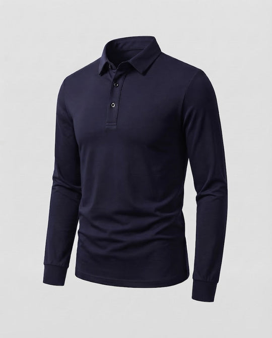 Herren Elegantes Langarm Poloshirt Shop Nory