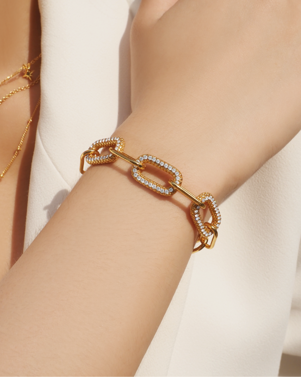 Luxe Whitney Kristall Gold Kettenarmband | Shop Nory