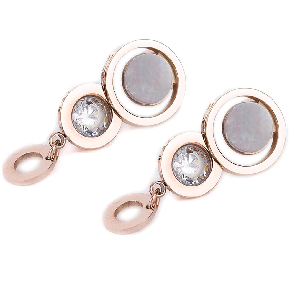 Damen Ohrhänger mit modernem kreisförmigem Design und funkelnden Zirkonia Shop Nory