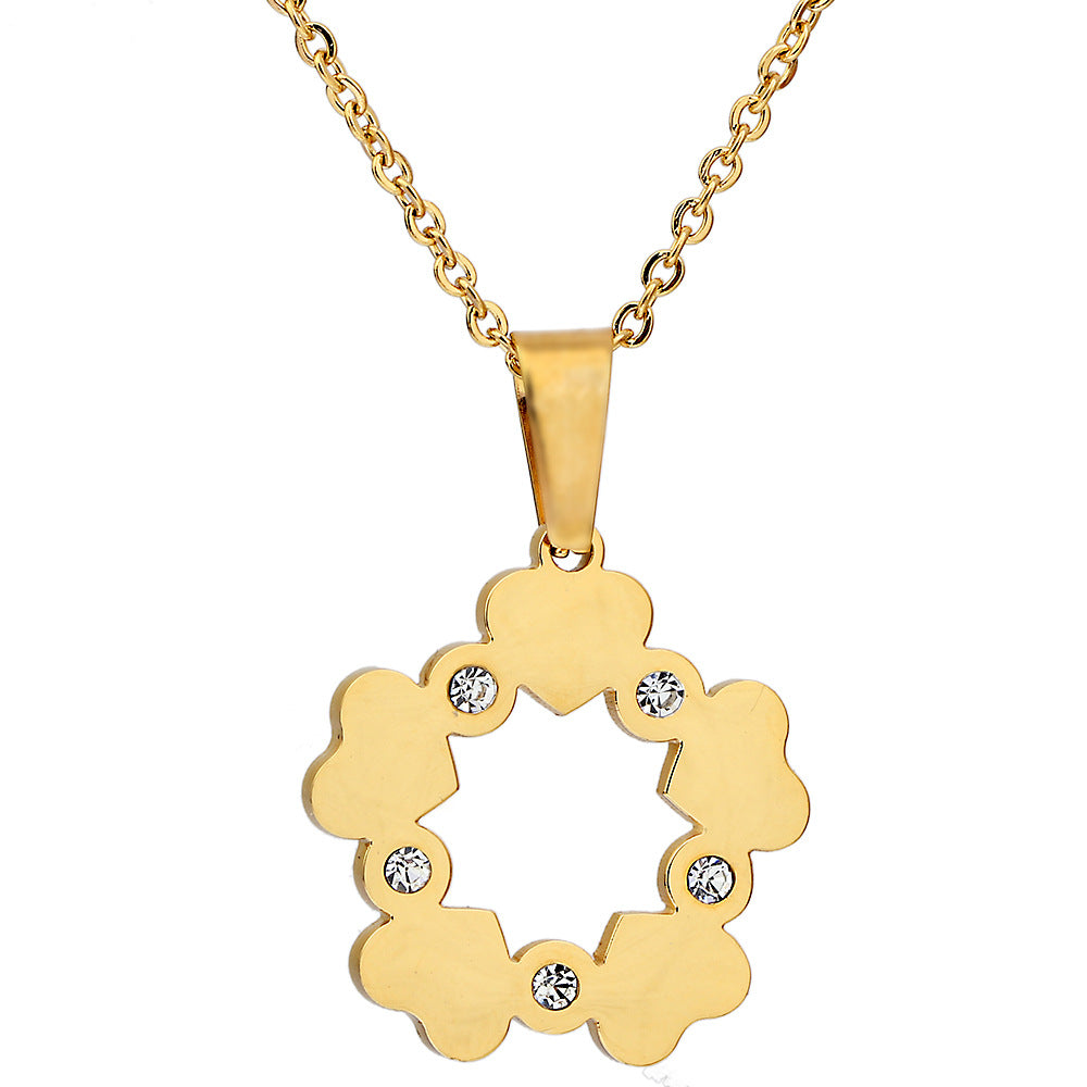 Damen Halskette mit blütenförmigem Anhänger und funkelnden Zirkonia Shop Nory