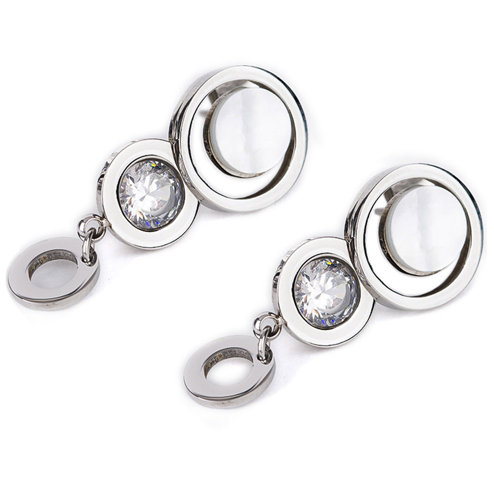Damen Ohrhänger mit modernem kreisförmigem Design und funkelnden Zirkonia Shop Nory