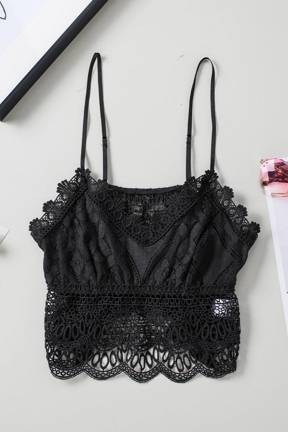 V-Ausschnitt Spitze Cropped Cami