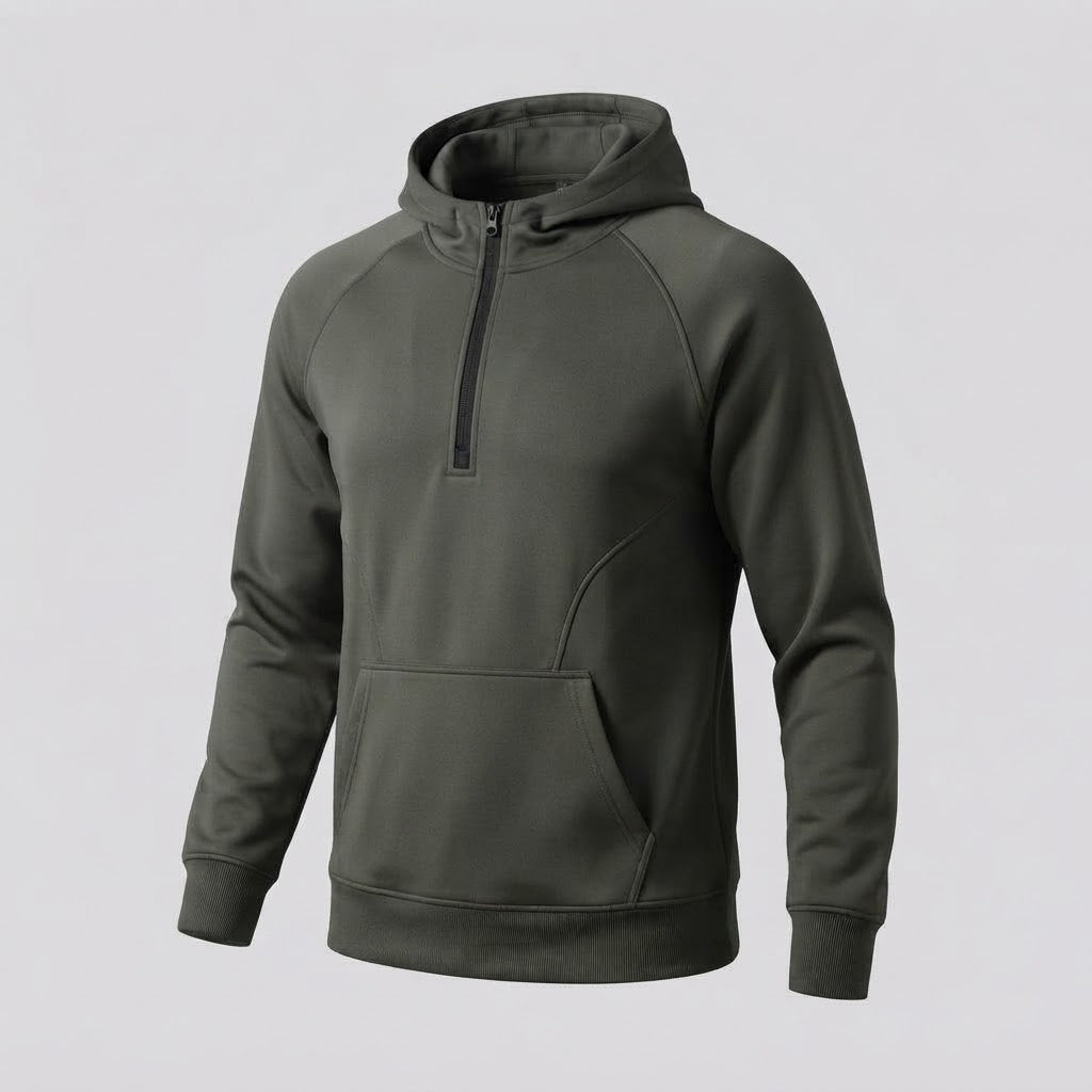 Herren Halb-Reißverschluss Hoodie mit Kängurutasche und kontrastierendem Rückenteil Shop Nory