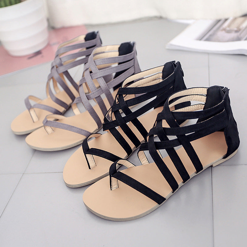 Damen Gladiator-Sandalen mit eleganter Kreuzriemen und rutschfester Sohle Shopnory