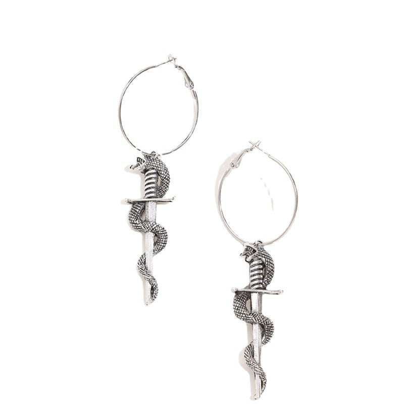 Schwertschlangenohringe | Mittelalterliche Ohrringe | Schlangenohrringe | Mittleres Jahrhundert Ohrringe | Cosplay Ohrringe | Punk Ohrringe | Komische Ohrringe | Shop Nory