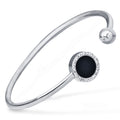 Damen Offenes Armreif mit funkelndem Zirkonia und elegantem schwarzen Stein Shop Nory