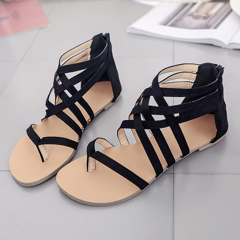 Damen Gladiator-Sandalen mit eleganter Kreuzriemen und rutschfester Sohle Shopnory