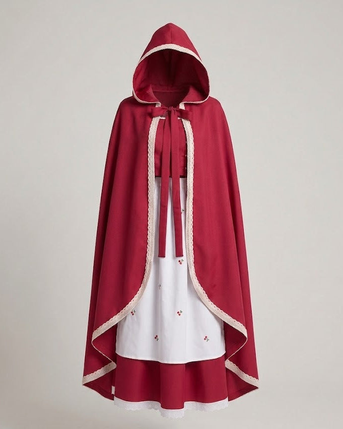Damen Märchenhaftes Rotkäppchen Kostüm mit Kapuze und elegantem Tüllrock Shop Nory