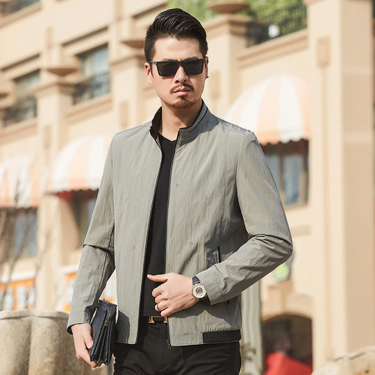 Herren Ultraleichte Travel-Übergangsjacke mit Stehkragen und knitterarmem Performance-GewShop Norye Shop Nory