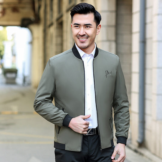 Herren Leichte taillierte Bomberjacke mit Stehkragen und Reißverschluss Shop Nory