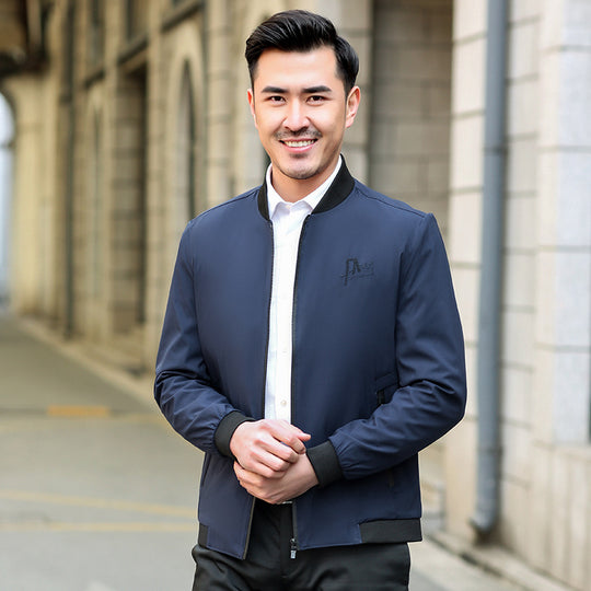 Herren Leichte taillierte Bomberjacke mit Stehkragen und Reißverschluss Shop Nory