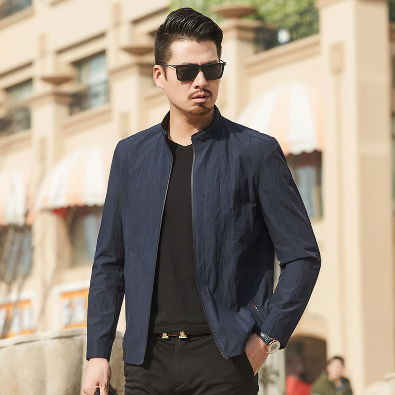 Herren Ultraleichte Travel-Übergangsjacke mit Stehkragen und knitterarmem Performance-GewShop Norye Shop Nory