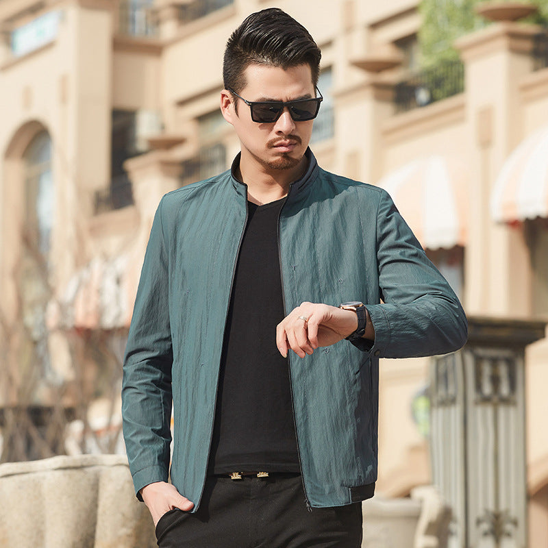 Herren Ultraleichte Travel-Übergangsjacke mit Stehkragen und knitterarmem Performance-GewShop Norye Shop Nory