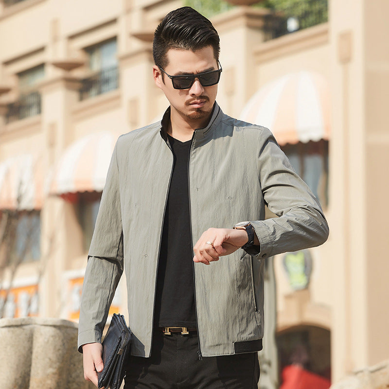 Herren Ultraleichte Travel-Übergangsjacke mit Stehkragen und knitterarmem Performance-GewShop Norye Shop Nory