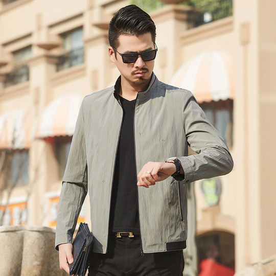 Herren Ultraleichte Travel-Übergangsjacke mit Stehkragen und knitterarmem Performance-GewShop Norye Shop Nory