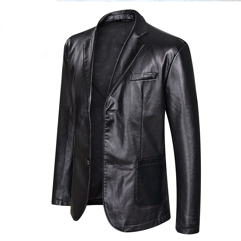 Herren Elegantes Kunstleder-Sakko im Blazerstil mit aufgesetzten Seitentaschen Shop Nory