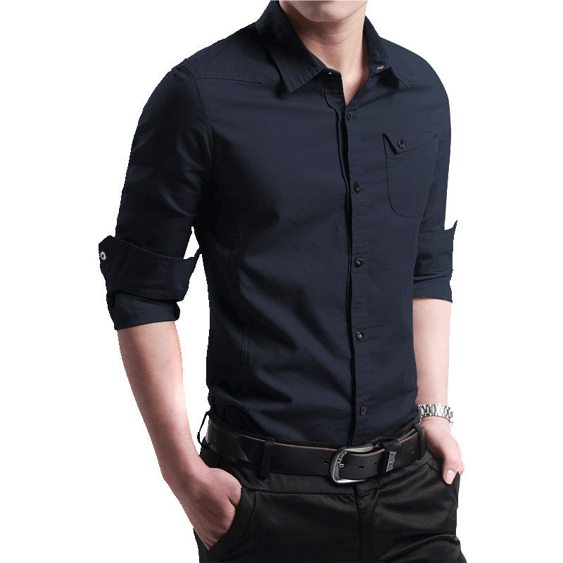 Herren Slim-Fit Business-Hemd mit Kentkragen und aufgesetzter Brusttasche Shop Nory