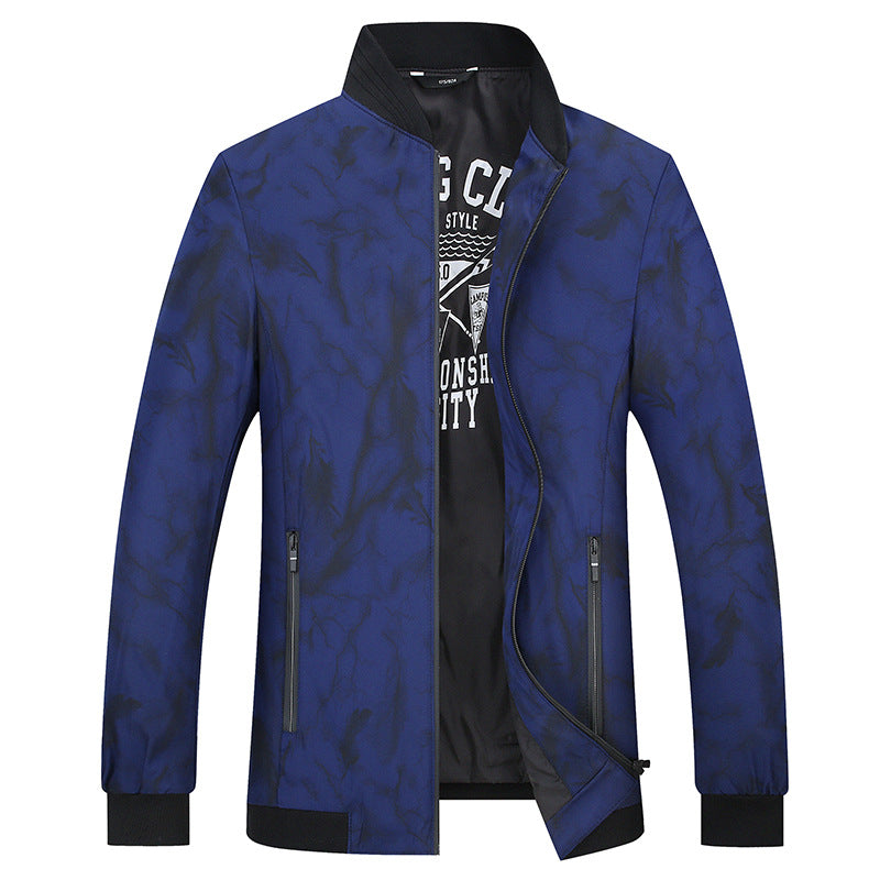 Herren Leichte Bomberjacke im urbanen Marmorprint mit Stehkragen und Reißverschlusstaschen Shop Nory