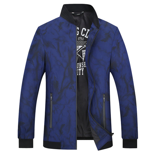 Herren Leichte Bomberjacke im urbanen Marmorprint mit Stehkragen und Reißverschlusstaschen Shop Nory