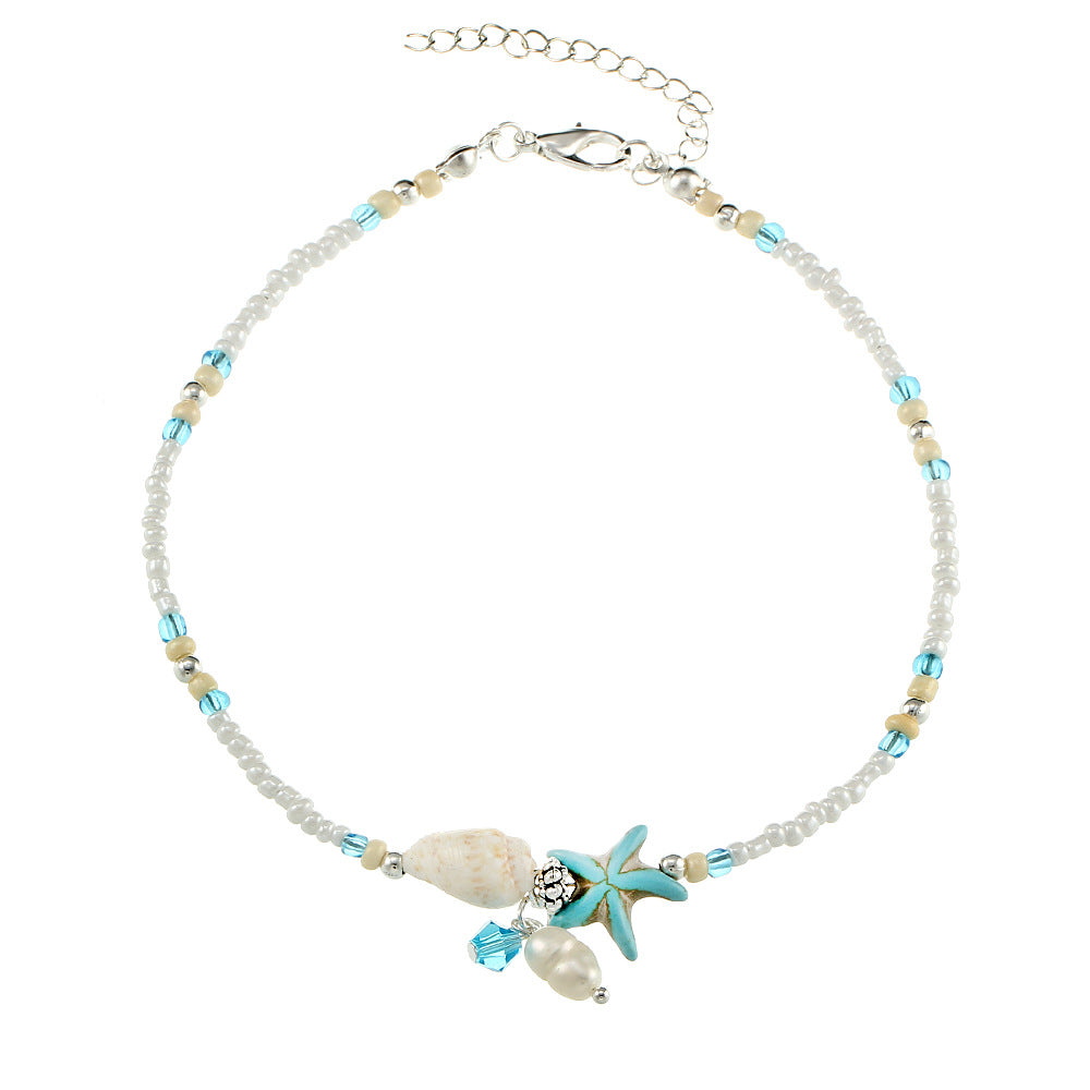 Damen Halskette mit maritimen Muschel- und Sternenanhängern Shop Nory