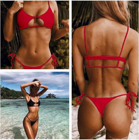 Damen Cut-Out Bikini-Set mit elegantem Ausschnitt und seitlichen Schnürungen