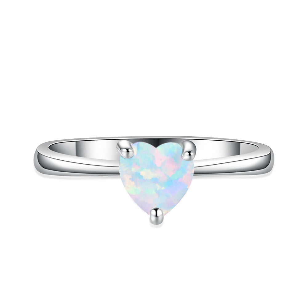Damen Ring mit herzförmigem Opal und eleganter Zirkonia-Fassung Shop Nory