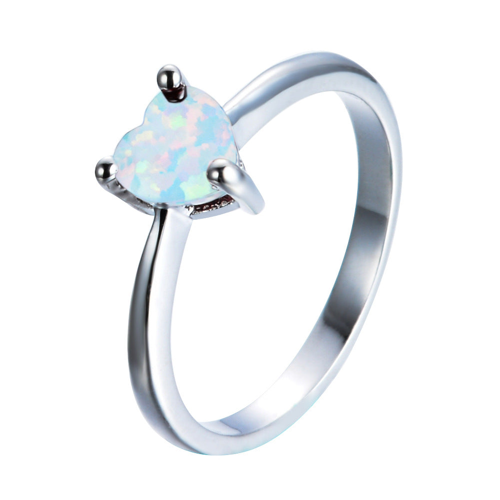 Damen Ring mit herzförmigem Opal und eleganter Zirkonia-Fassung Shop Nory