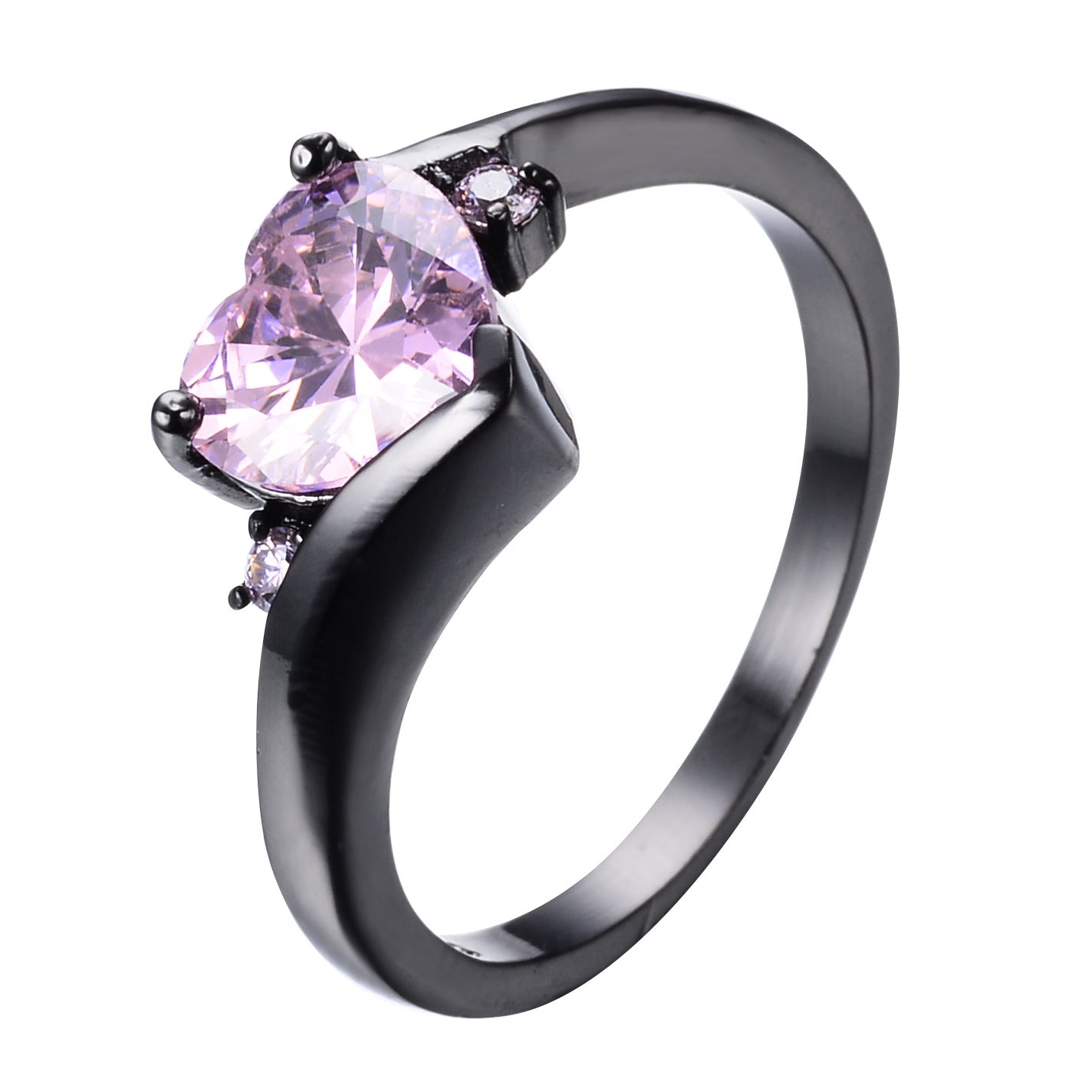 Damen Ring mit herzförmigem blauen Zirkonstein und eleganter schwarzer Fassung Shop Nory