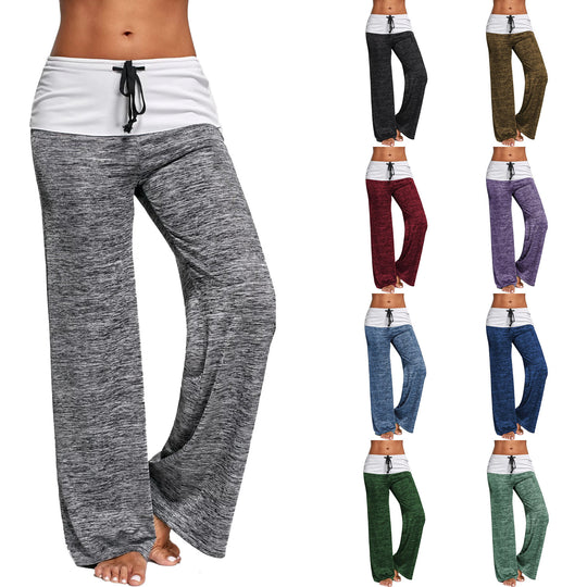 Damen Weiche Lounge-Hose mit weitem Bein und Umschlagbund Shop Nory