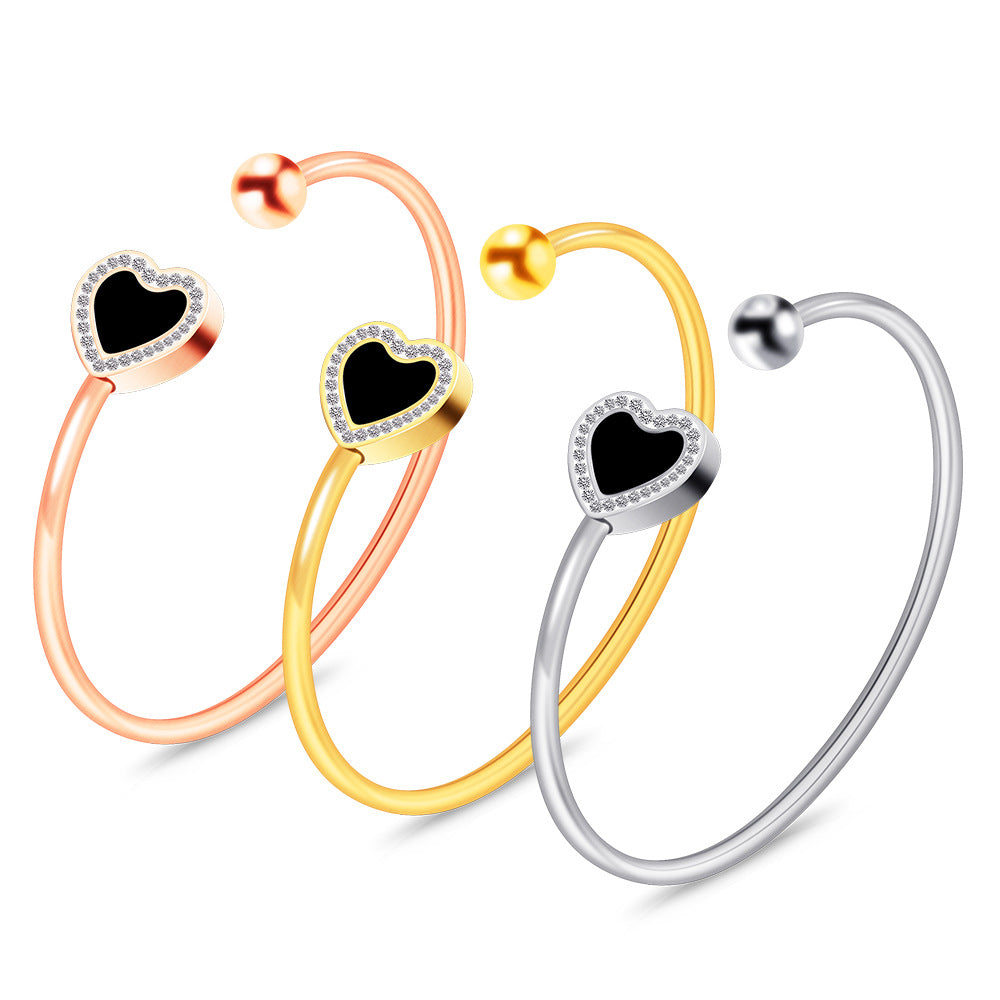 Damen Armreif mit herzförmigem Anhänger und Zirkonia-Besatz Shop Nory
