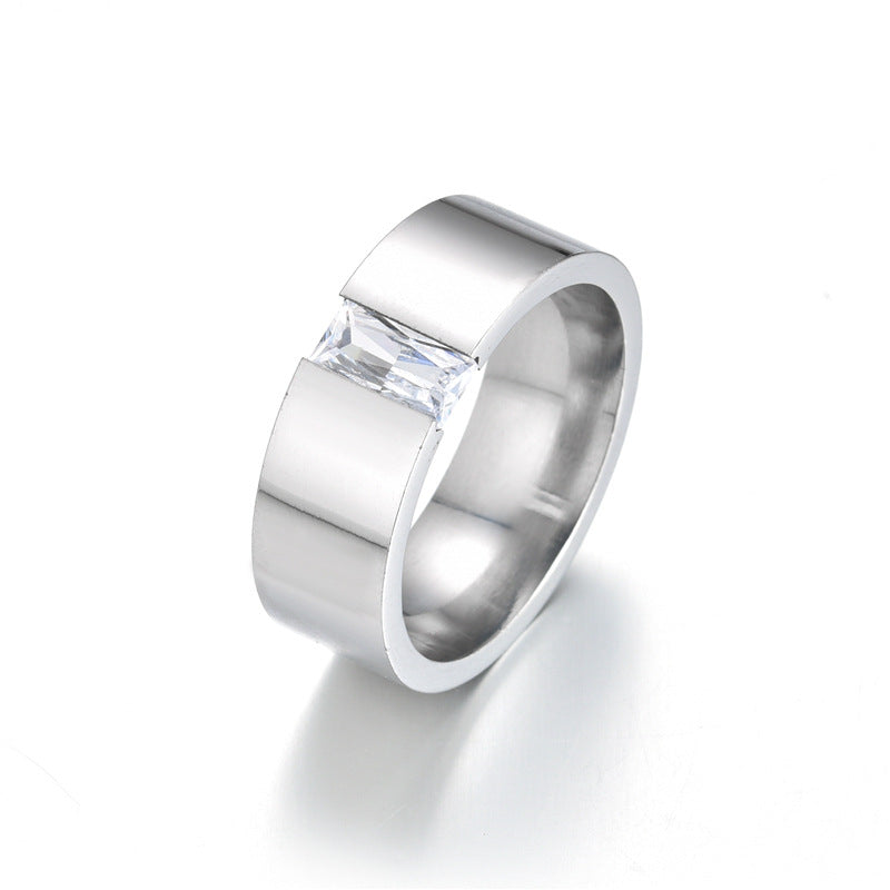 Herren Ring mit modernem, minimalistischen Design und funkelndem Stein Shop Nory