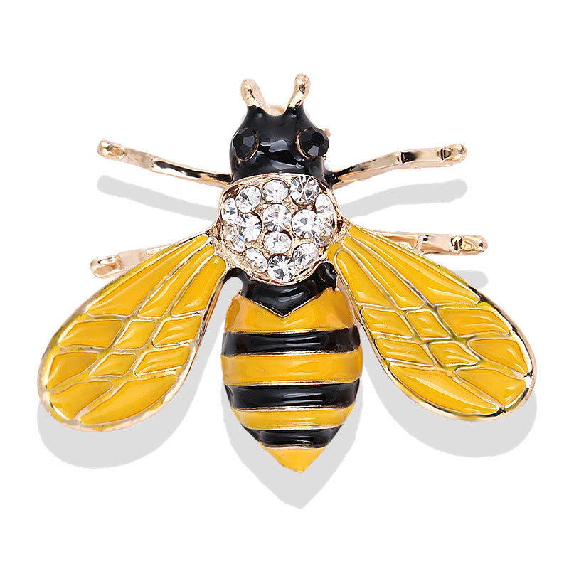 Filigrane Bienenbrosche mit Strassbesatz und Emaille-Details