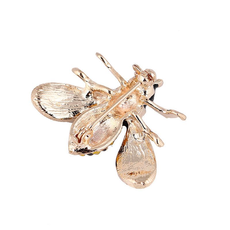 Filigrane Bienenbrosche mit Strassbesatz und Emaille-Details